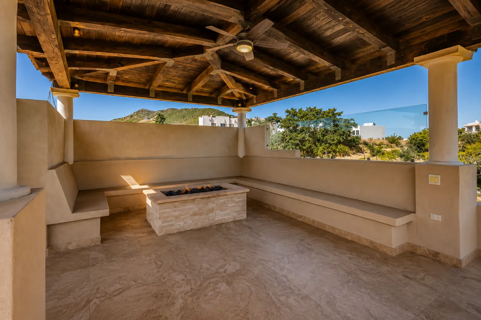 Rooftop fire pit lounge